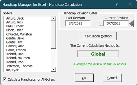 Handicap Manager for Excel